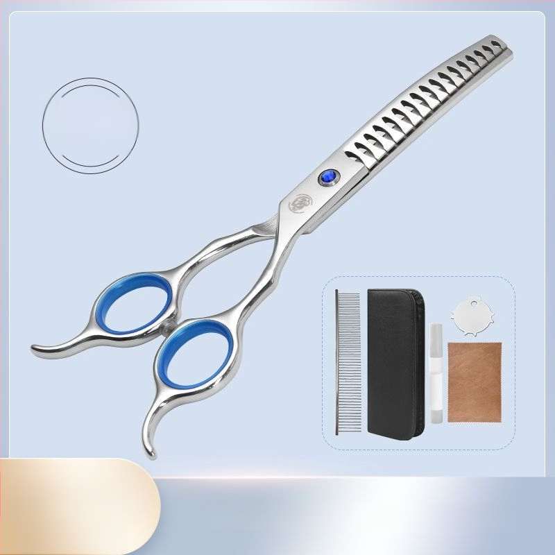 Set de foarfece pentru îngrijire animale de companie – tăiere profesională, foarfecă cu dinți curbati pentru blană de câine, material: floare de mătase, 234 bucăți în cutie