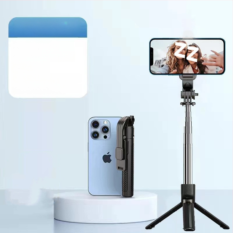 Pikendatav mini selfie-stiik mobiiltelefonile, kolmjalgsest statiiviga, roostevabast terasest; kaugjuhikut pole, Bluetoothi pole, valgustust pole