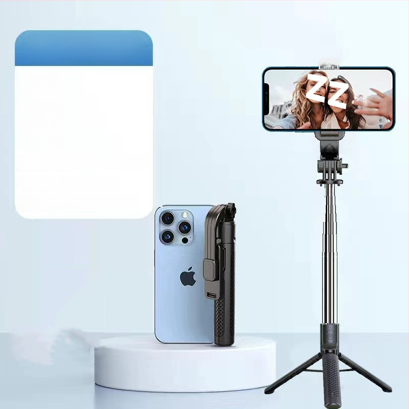 Pikendatav mini selfie-stiik mobiiltelefonile, kolmjalgsest statiiviga, roostevabast terasest; kaugjuhikut pole, Bluetoothi pole, valgustust pole