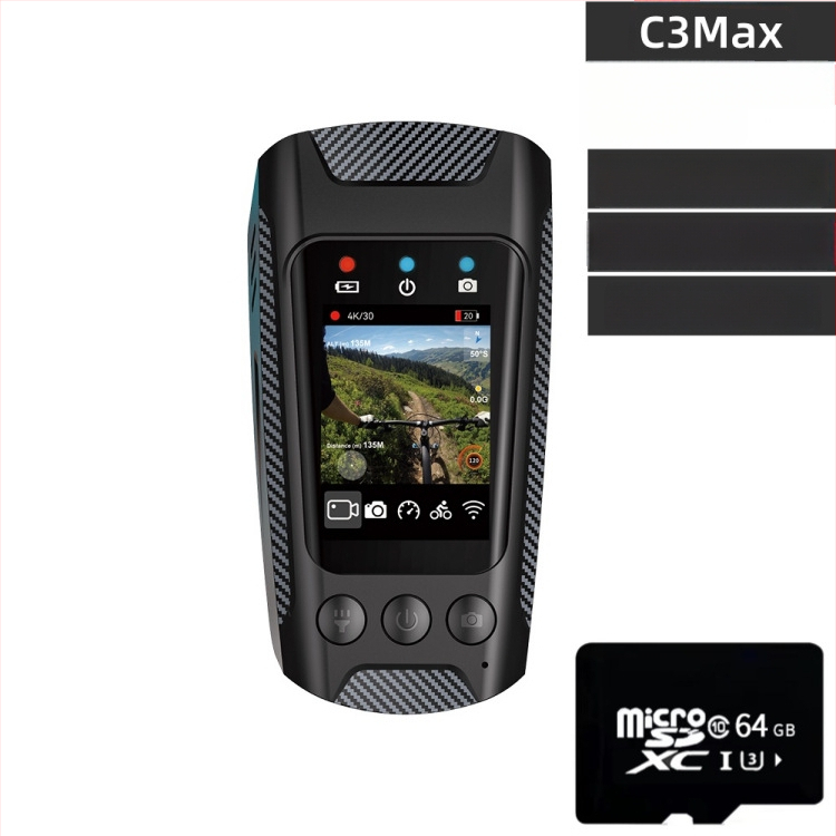 Riteņbraukšanas akcijas kamera ar 4K video, elektronisko stabilizāciju, svilpi un lukturi, 2.0-inch LCD