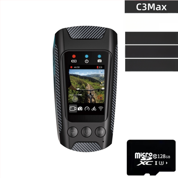 Riteņbraukšanas akcijas kamera ar 4K video, elektronisko stabilizāciju, svilpi un lukturi, 2.0-inch LCD