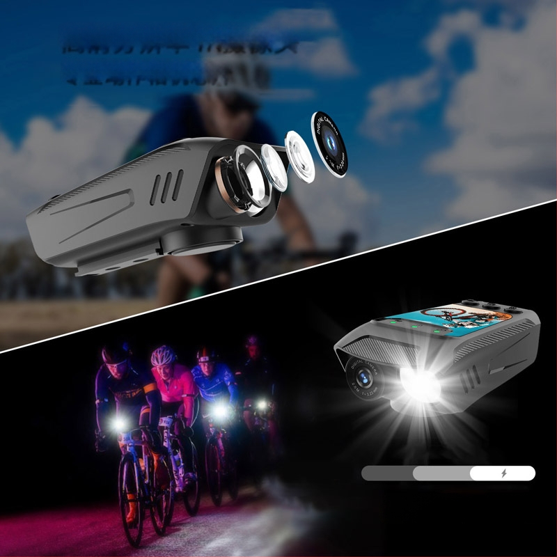 Riteņbraukšanas akcijas kamera ar 4K video, elektronisko stabilizāciju, svilpi un lukturi, 2.0-inch LCD