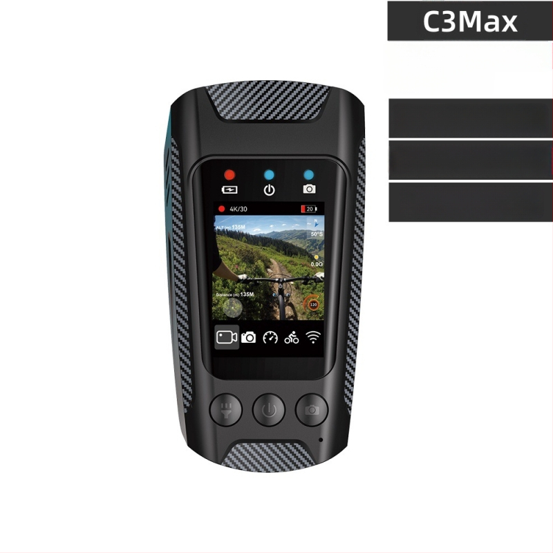 Riteņbraukšanas akcijas kamera ar 4K video, elektronisko stabilizāciju, svilpi un lukturi, 2.0-inch LCD