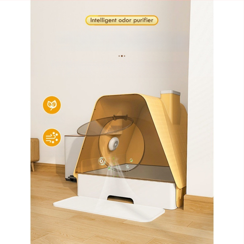 Πλήρως κλειστό κουτί άμμου γάτας με σχεδίαση-συρταριού και έλεγχο οσμών