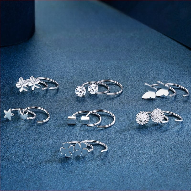 S999 чисто сребърни обеци, марка Silver Town, гравирана повърхност, семпъл стил