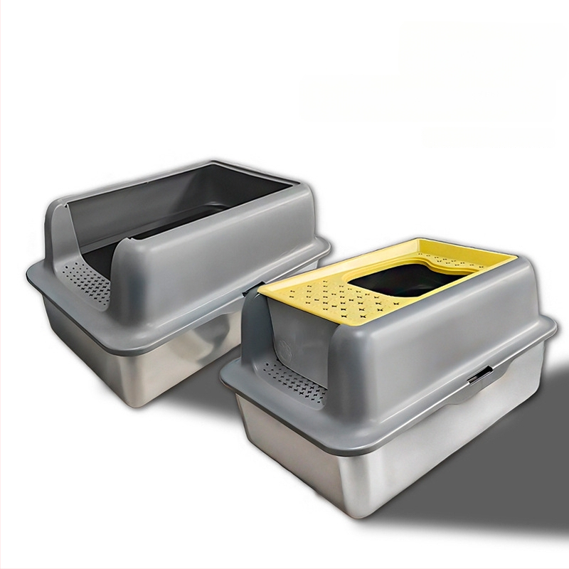 Κάδος άμμου γάτας από μεταλλική και πλαστική κατασκευή, πλήρως κλειστός, με αντι-πιτσιλίσματα, εύκολη συναρμολόγηση, Jinlang Industry