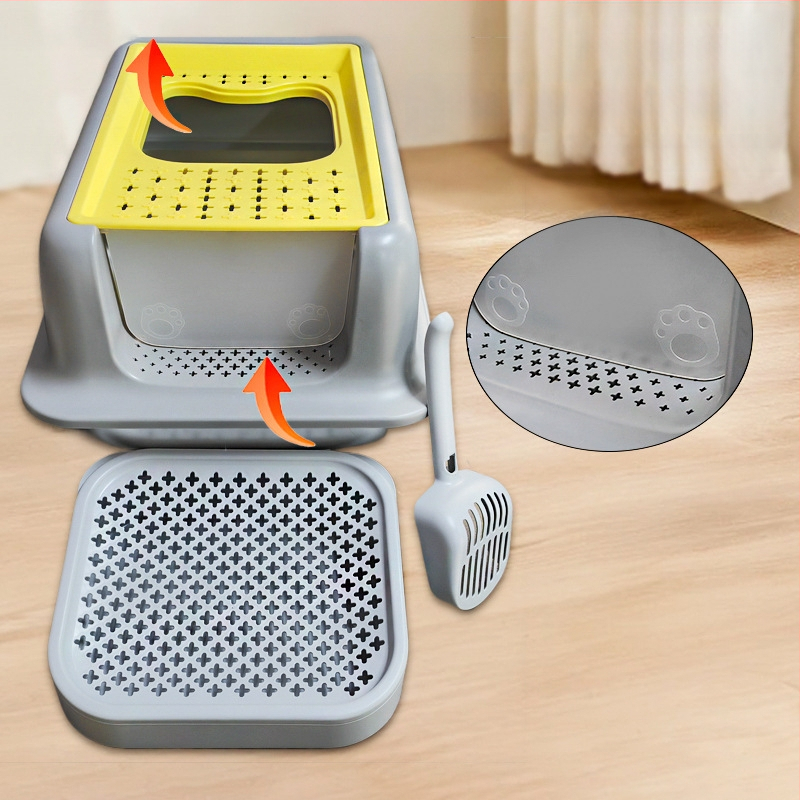 Κάδος άμμου γάτας από μεταλλική και πλαστική κατασκευή, πλήρως κλειστός, με αντι-πιτσιλίσματα, εύκολη συναρμολόγηση, Jinlang Industry