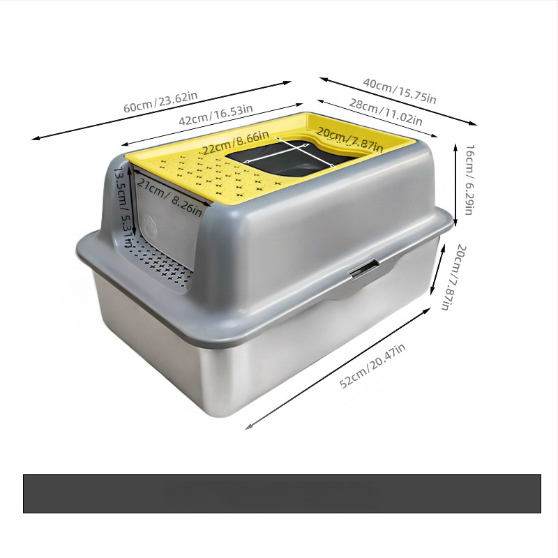 Κάδος άμμου γάτας από μεταλλική και πλαστική κατασκευή, πλήρως κλειστός, με αντι-πιτσιλίσματα, εύκολη συναρμολόγηση, Jinlang Industry