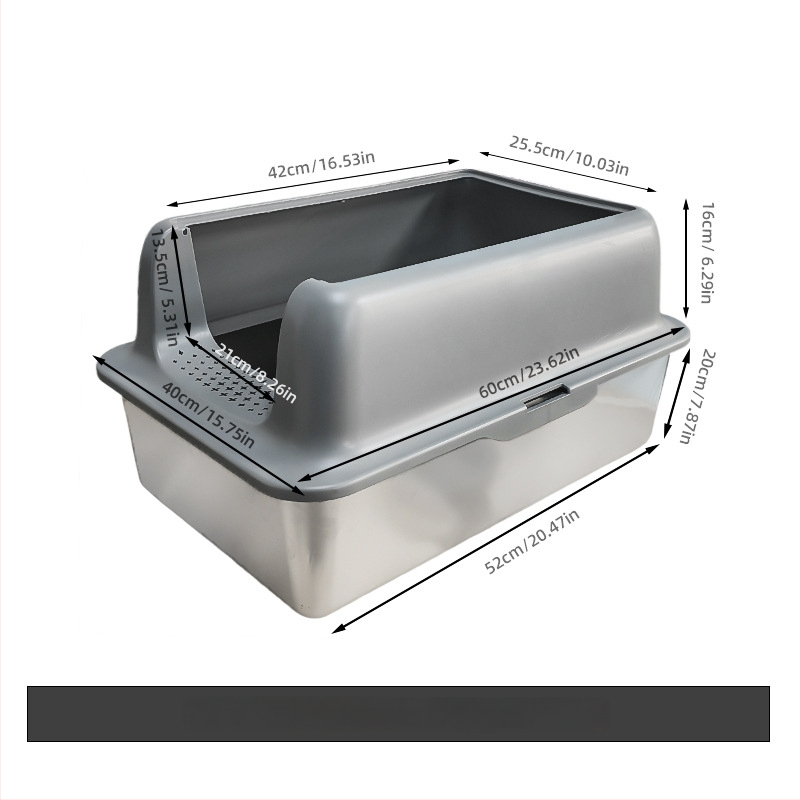 Κάδος άμμου γάτας από μεταλλική και πλαστική κατασκευή, πλήρως κλειστός, με αντι-πιτσιλίσματα, εύκολη συναρμολόγηση, Jinlang Industry