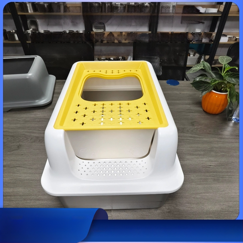 Κάδος άμμου γάτας από μεταλλική και πλαστική κατασκευή, πλήρως κλειστός, με αντι-πιτσιλίσματα, εύκολη συναρμολόγηση, Jinlang Industry