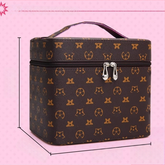 Чанта за грим с огледало, голям капацитет, разширяемо отделение, отваряне с цип, заключваща се