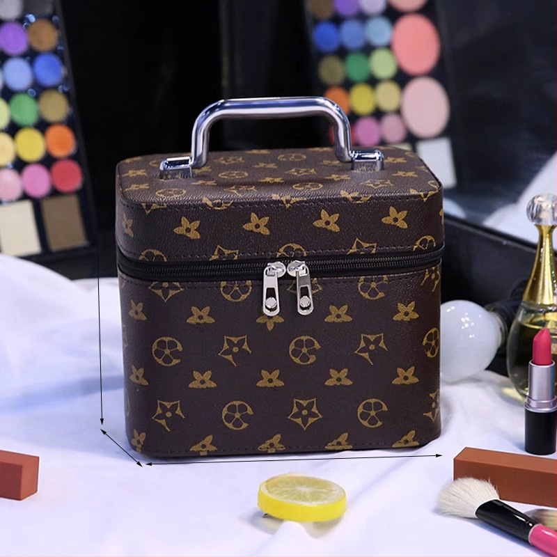 Чанта за грим с огледало, голям капацитет, разширяемо отделение, отваряне с цип, заключваща се