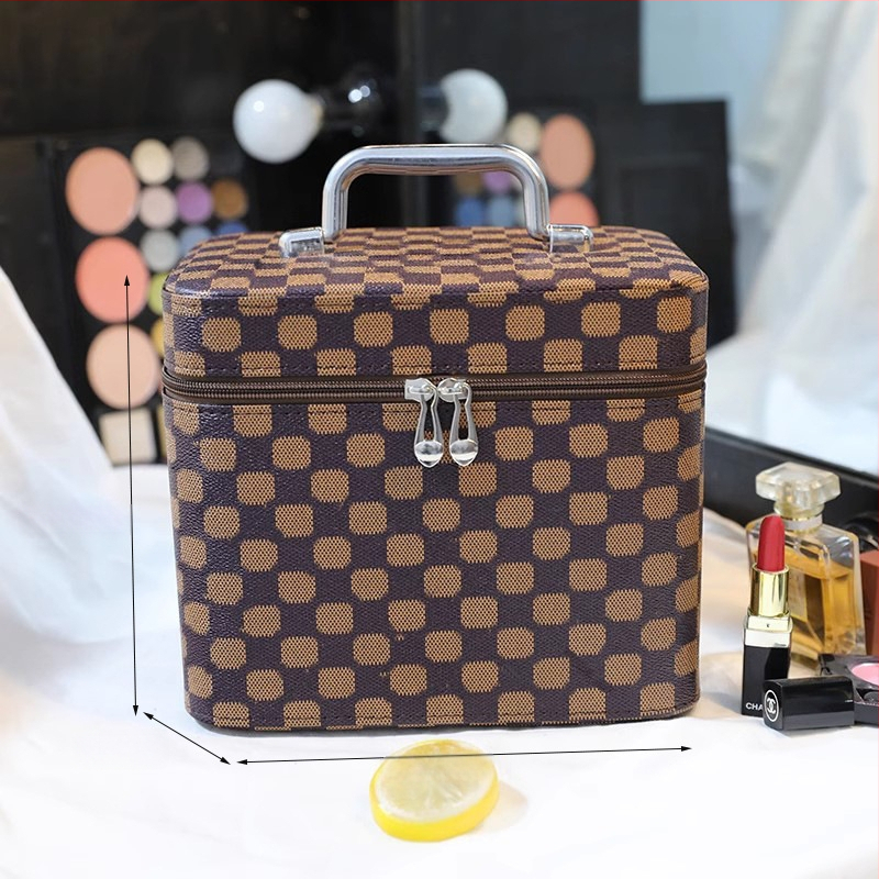 Чанта за грим с огледало, голям капацитет, разширяемо отделение, отваряне с цип, заключваща се