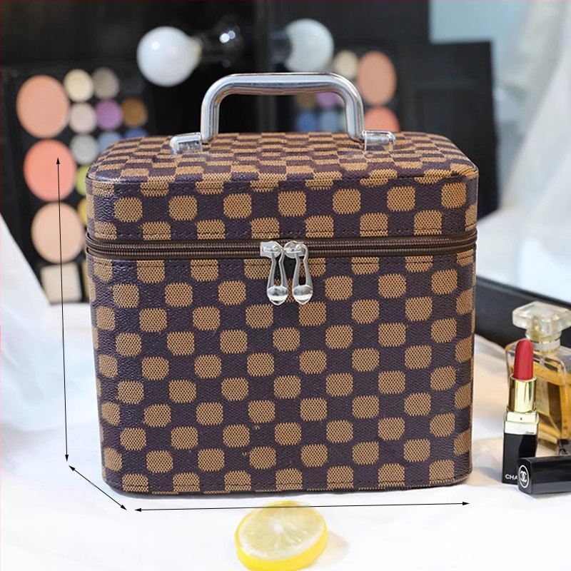 Чанта за грим с огледало, голям капацитет, разширяемо отделение, отваряне с цип, заключваща се