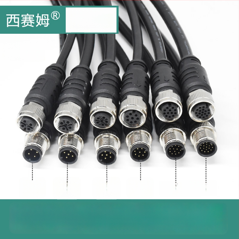 Si saim M12 apaļais savienotājs kabelim, 2–17 vadītāji, vara sakausējuma izolators, zelta pārklājuma kontakti, medicīniskajai elektronikai un rūpnieciskajai automatizācijai.