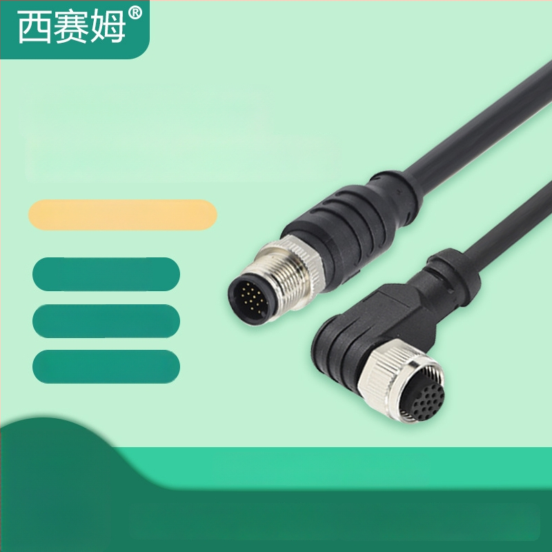 Si saim M12 apaļais savienotājs kabelim, 2–17 vadītāji, vara sakausējuma izolators, zelta pārklājuma kontakti, medicīniskajai elektronikai un rūpnieciskajai automatizācijai.