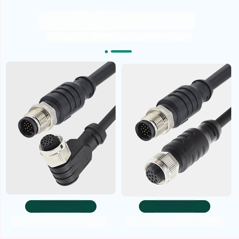 Si saim M12 apaļais savienotājs kabelim, 2–17 vadītāji, vara sakausējuma izolators, zelta pārklājuma kontakti, medicīniskajai elektronikai un rūpnieciskajai automatizācijai.