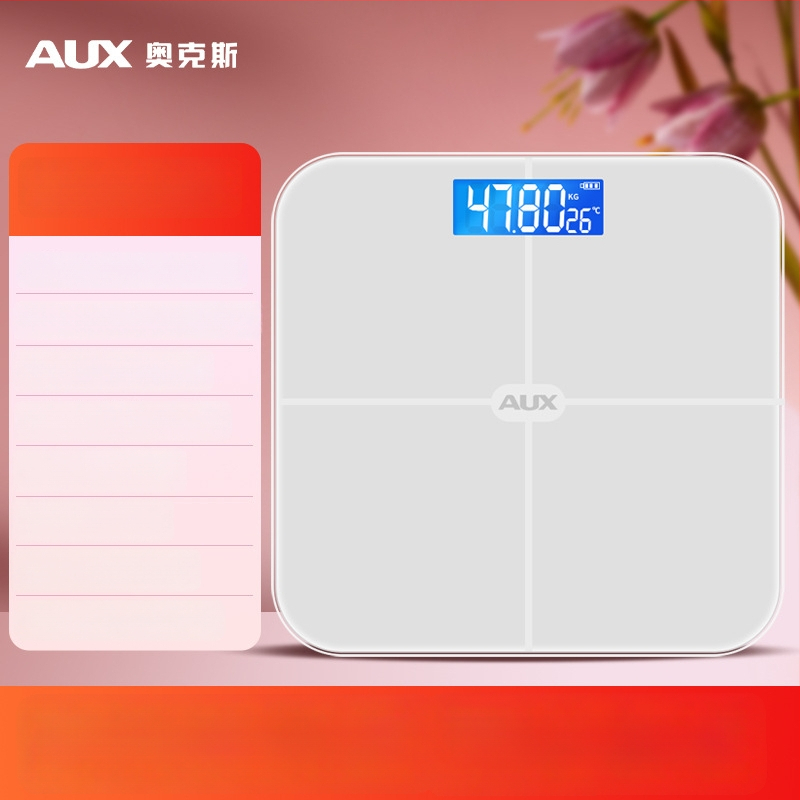 Aux cântar corporal digital cu afișaj LCD, funcționare cu atingere, intervalul de greutate 0,2–180 kg, sticlă temperată, model ATZ-30D4C112