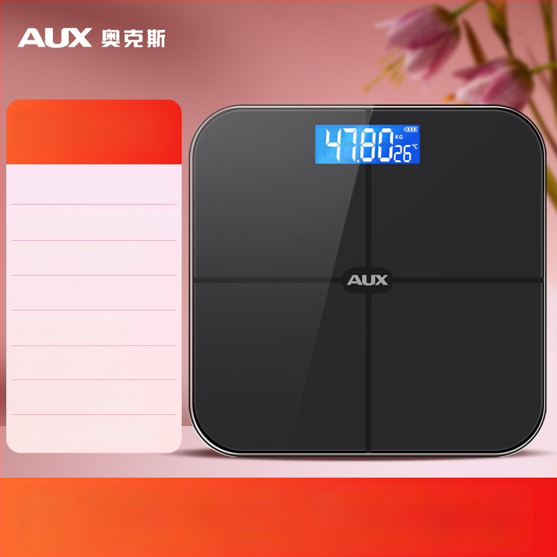 Aux cântar corporal digital cu afișaj LCD, funcționare cu atingere, intervalul de greutate 0,2–180 kg, sticlă temperată, model ATZ-30D4C112