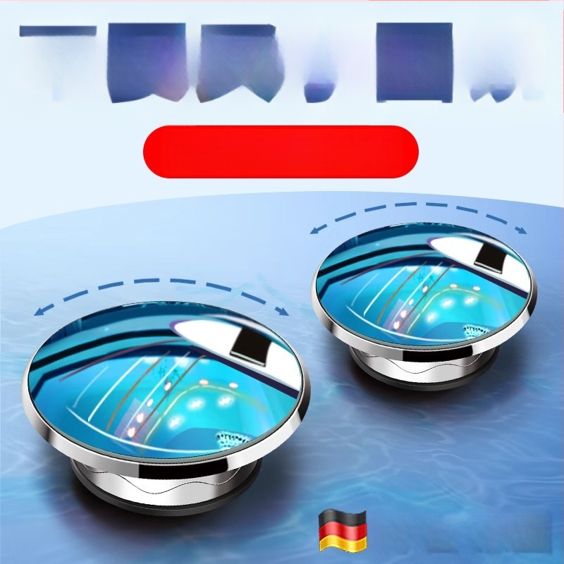 Mairichi Automobilio galinio vaizdo veidrodėlio papildinys – apvalus veidrodėlis aklajam kampui, 360° panoraminis platus matymas, tvirtinimas su siurbimo įrenginiu