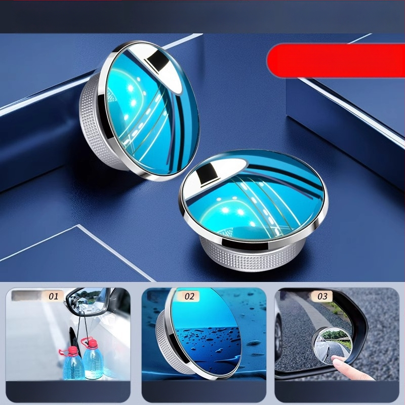Mairichi Automobilio galinio vaizdo veidrodėlio papildinys – apvalus veidrodėlis aklajam kampui, 360° panoraminis platus matymas, tvirtinimas su siurbimo įrenginiu