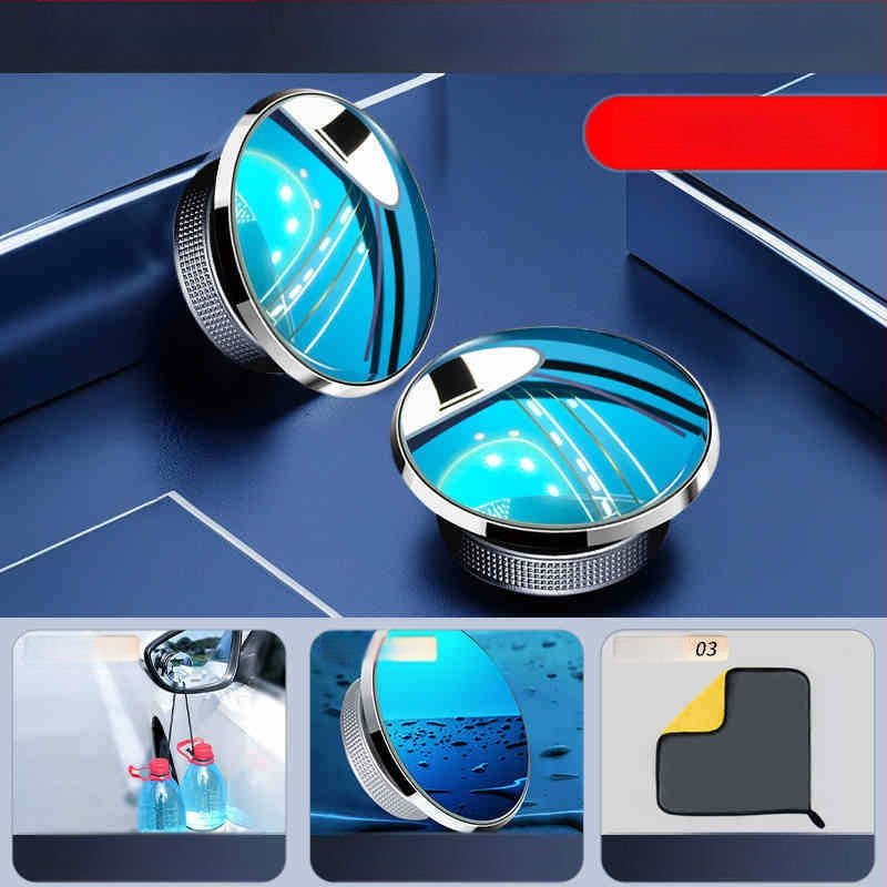 Mairichi Automobilio galinio vaizdo veidrodėlio papildinys – apvalus veidrodėlis aklajam kampui, 360° panoraminis platus matymas, tvirtinimas su siurbimo įrenginiu