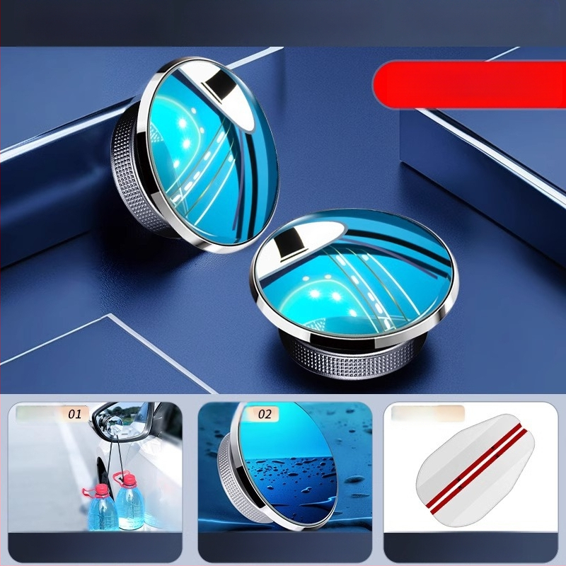 Mairichi Automobilio galinio vaizdo veidrodėlio papildinys – apvalus veidrodėlis aklajam kampui, 360° panoraminis platus matymas, tvirtinimas su siurbimo įrenginiu