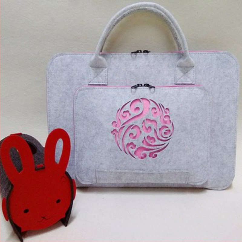 Фетрова чанта за лаптоп с цип, полиестерна подплата, модел по избор, устойчивост на износване и земетресение