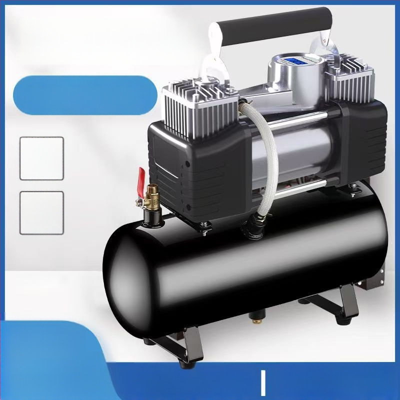 Мини компресор за автомобилни гуми с газов резервоар, 12V, 20A, 1 м кабел, 2,5 кг, за тежки камиони, автомобили, велосипеди и топки