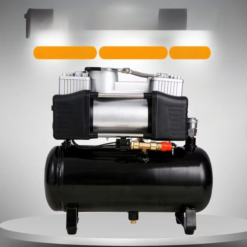 Мини компресор за автомобилни гуми с газов резервоар, 12V, 20A, 1 м кабел, 2,5 кг, за тежки камиони, автомобили, велосипеди и топки