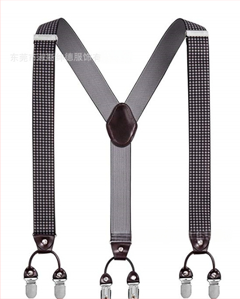 Bretele pentru pantaloni bărbați, în formă de Y, 6 clipsuri, reglabile, bandă elastică de poliester, întindere puternică, 3.5x120