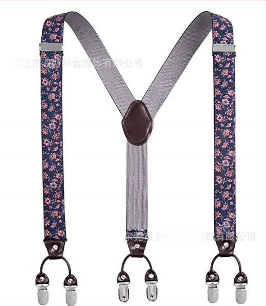 Bretele pentru pantaloni bărbați, în formă de Y, 6 clipsuri, reglabile, bandă elastică de poliester, întindere puternică, 3.5x120