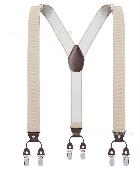Bretele pentru pantaloni bărbați, în formă de Y, 6 clipsuri, reglabile, bandă elastică de poliester, întindere puternică, 3.5x120