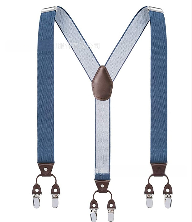 Bretele pentru pantaloni bărbați, în formă de Y, 6 clipsuri, reglabile, bandă elastică de poliester, întindere puternică, 3.5x120