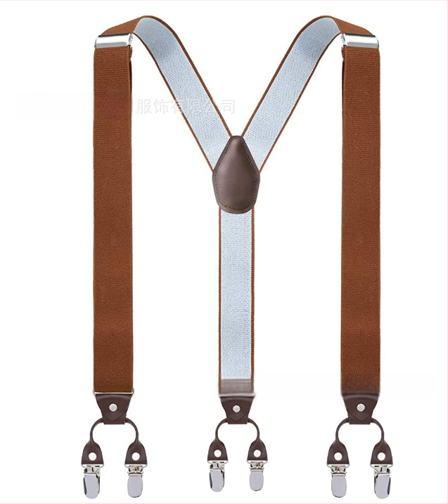 Bretele pentru pantaloni bărbați, în formă de Y, 6 clipsuri, reglabile, bandă elastică de poliester, întindere puternică, 3.5x120