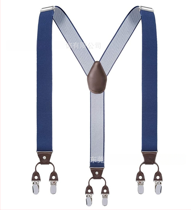 Bretele pentru pantaloni bărbați, în formă de Y, 6 clipsuri, reglabile, bandă elastică de poliester, întindere puternică, 3.5x120