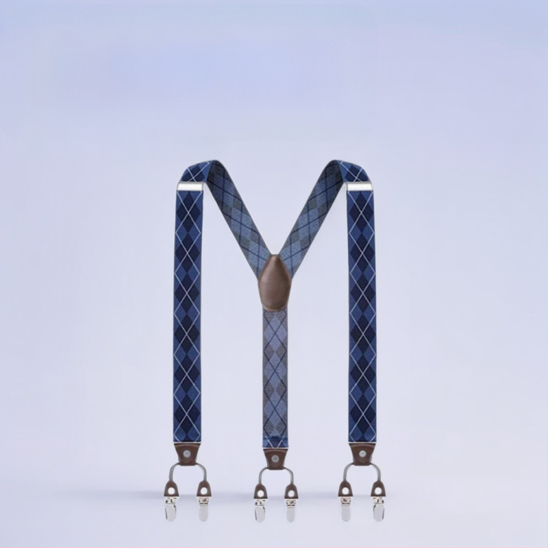 Bretele pentru pantaloni bărbați, în formă de Y, 6 clipsuri, reglabile, bandă elastică de poliester, întindere puternică, 3.5x120