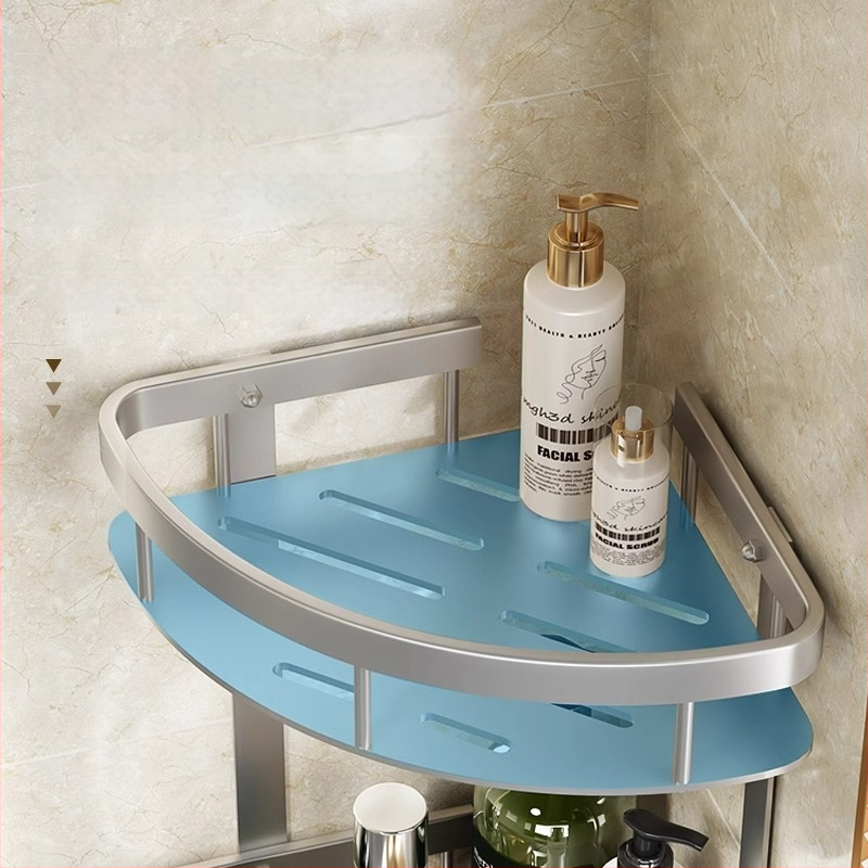 Raft de baie Space Aluminum, colț triunghiular, montat pe perete, 3 etaje