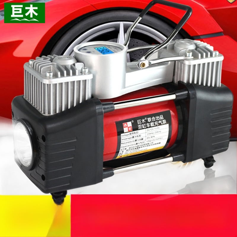 Dvigubo cilindro automobilių oro siurblys su skaitmeniniu ekranu, 12V, 280W, 70 L/min, 3 m laidas