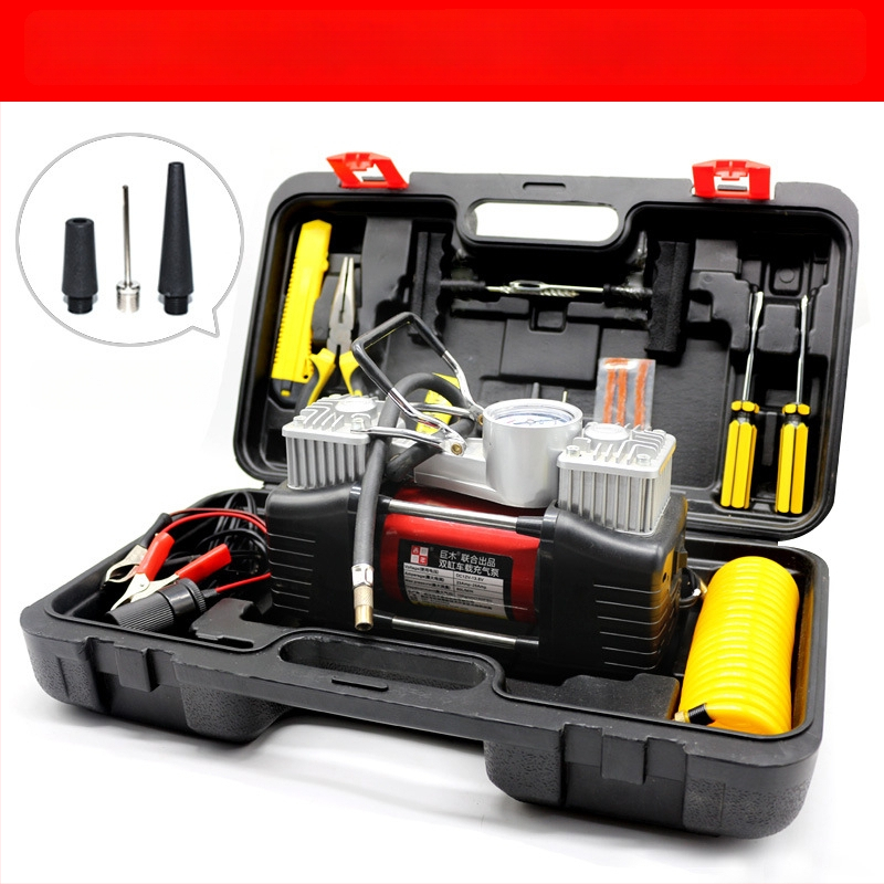 Dvigubo cilindro automobilių oro siurblys su skaitmeniniu ekranu, 12V, 280W, 70 L/min, 3 m laidas