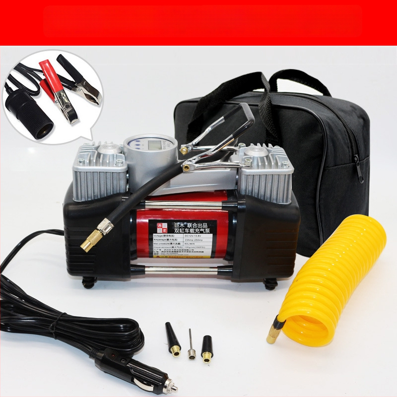 Dvigubo cilindro automobilių oro siurblys su skaitmeniniu ekranu, 12V, 280W, 70 L/min, 3 m laidas