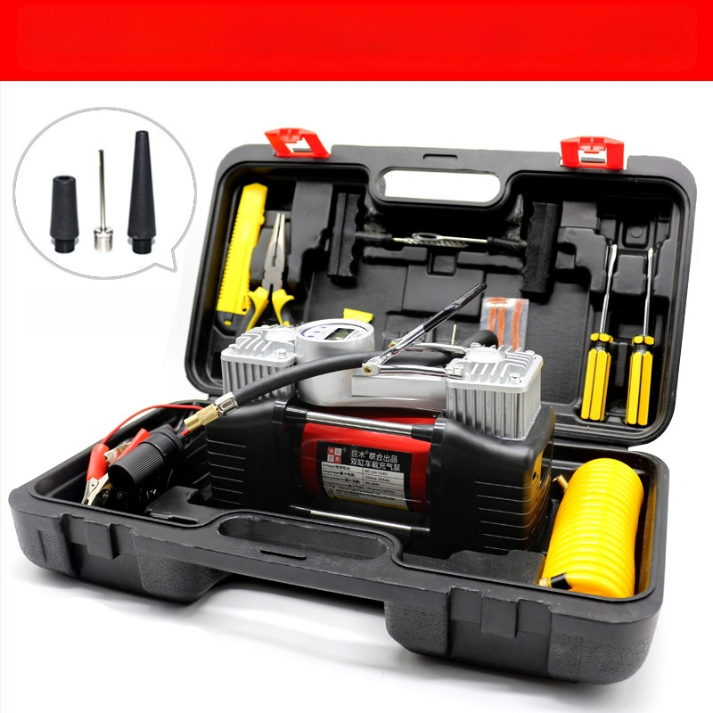 Dvigubo cilindro automobilių oro siurblys su skaitmeniniu ekranu, 12V, 280W, 70 L/min, 3 m laidas