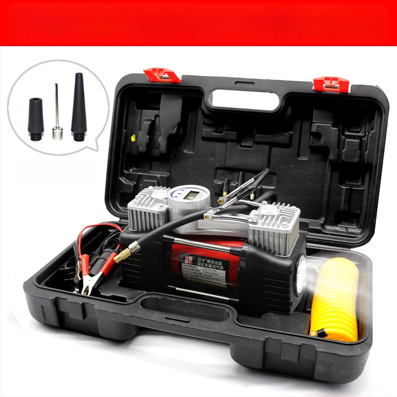 Dvigubo cilindro automobilių oro siurblys su skaitmeniniu ekranu, 12V, 280W, 70 L/min, 3 m laidas