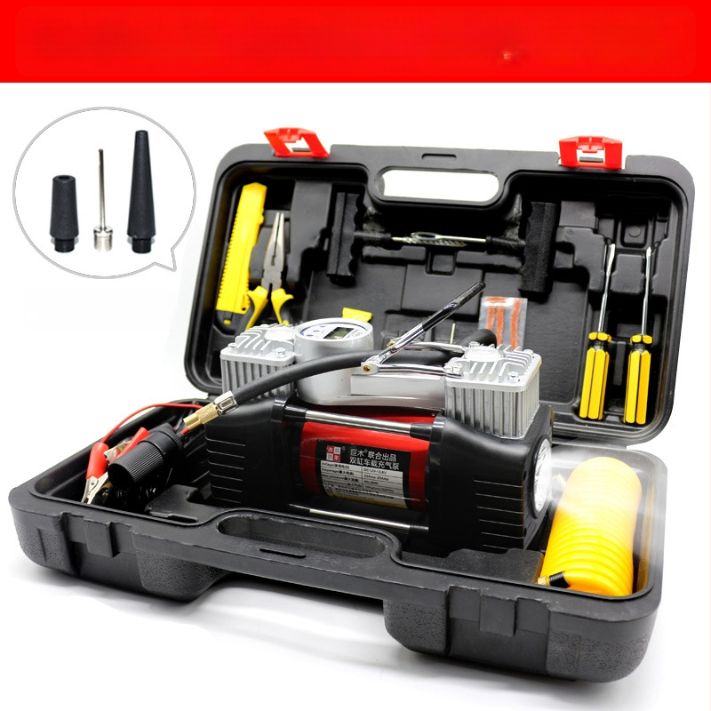 Dvigubo cilindro automobilių oro siurblys su skaitmeniniu ekranu, 12V, 280W, 70 L/min, 3 m laidas