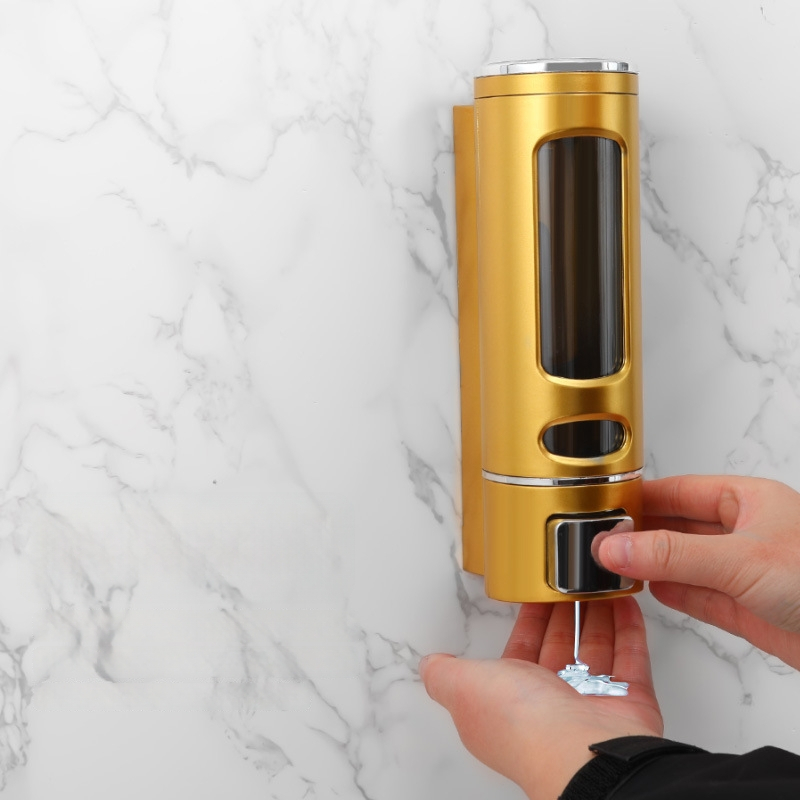 Δοσομετρητής σαπουνιού με τρία ακροφύσια, τοίχου, χειροκίνητη αντλία, ABS, ηλεκτροπλατιωμένη επίστρωση