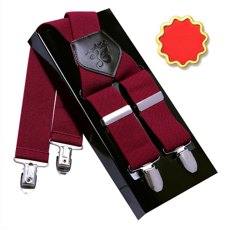 Bretele elastice pentru bărbați – 4 clipsuri, cruce în spate, lungime reglabilă, lățime 3,5 cm, lungime 110 cm