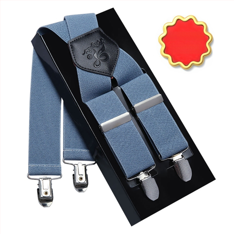 Bretele elastice pentru bărbați – 4 clipsuri, cruce în spate, lungime reglabilă, lățime 3,5 cm, lungime 110 cm