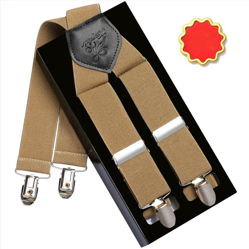 Bretele elastice pentru bărbați – 4 clipsuri, cruce în spate, lungime reglabilă, lățime 3,5 cm, lungime 110 cm