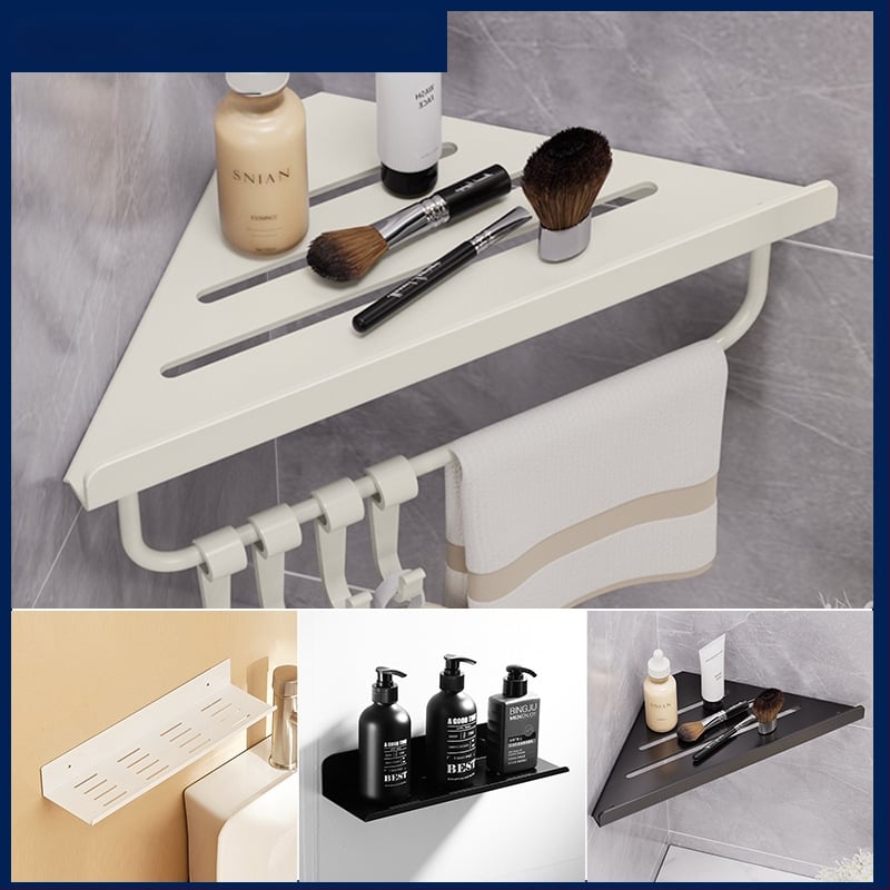 Hongtu poliță de colț pentru baie, montaj pe perete, fără găuri, din oțel-carbon, un etaj, sarcină 5–10 kg, modele 500200001/500200002