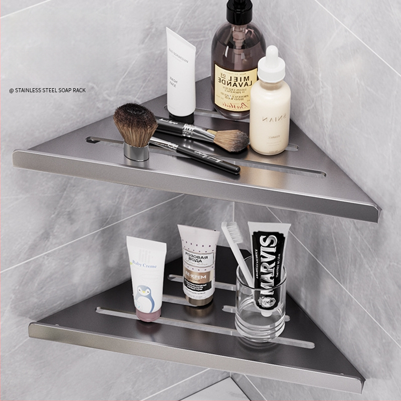 Hongtu poliță de colț pentru baie, montaj pe perete, fără găuri, din oțel-carbon, un etaj, sarcină 5–10 kg, modele 500200001/500200002